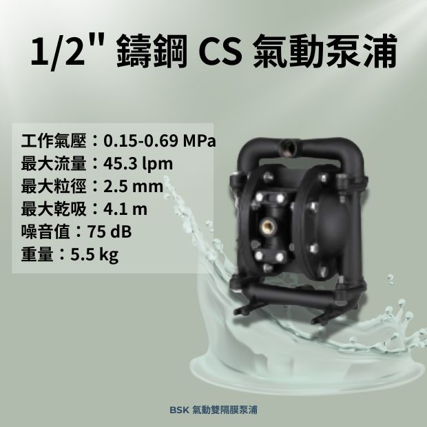 1/2 英吋 鑄鋼材質 氣動雙隔膜泵浦
