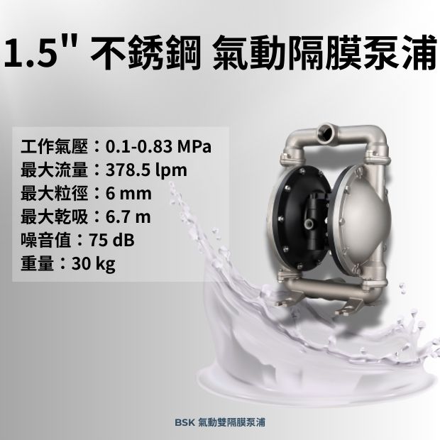1.5 英吋 不鏽鋼材質 氣動雙隔膜泵浦